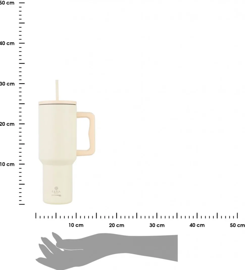 Kubek termiczny ze słomką 1200 ml Lily White