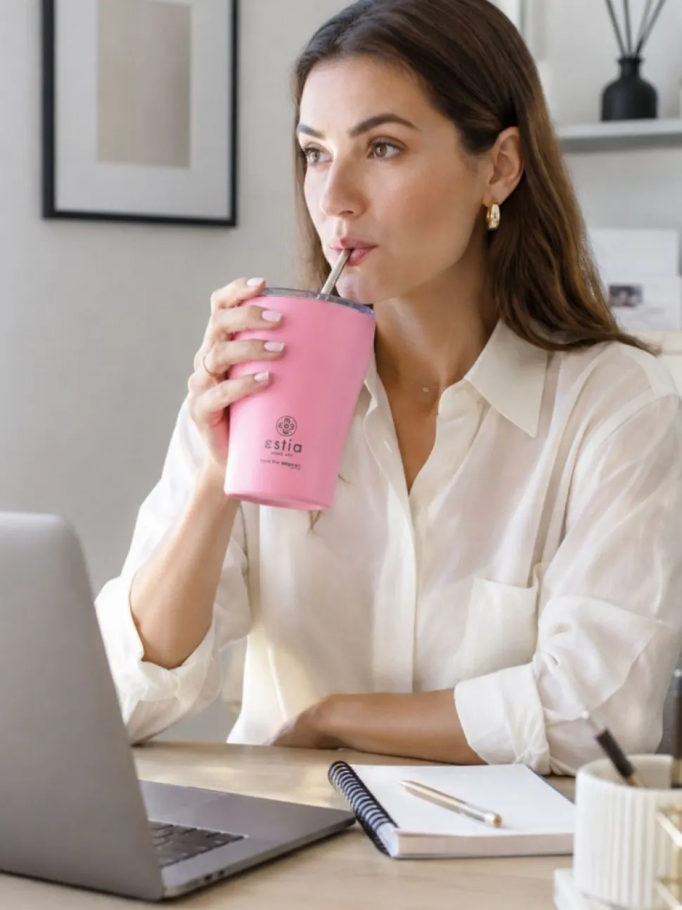 Kubek termiczny ze słomką 350 ml Blossom Rose