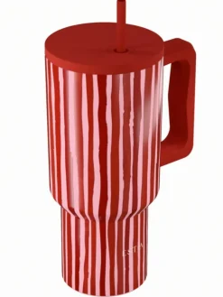 Kubek termiczny ze słomką 900 ml Viva Stripe