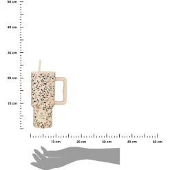 Kubek termiczny ze słomką 900 ml Bloom Beige
