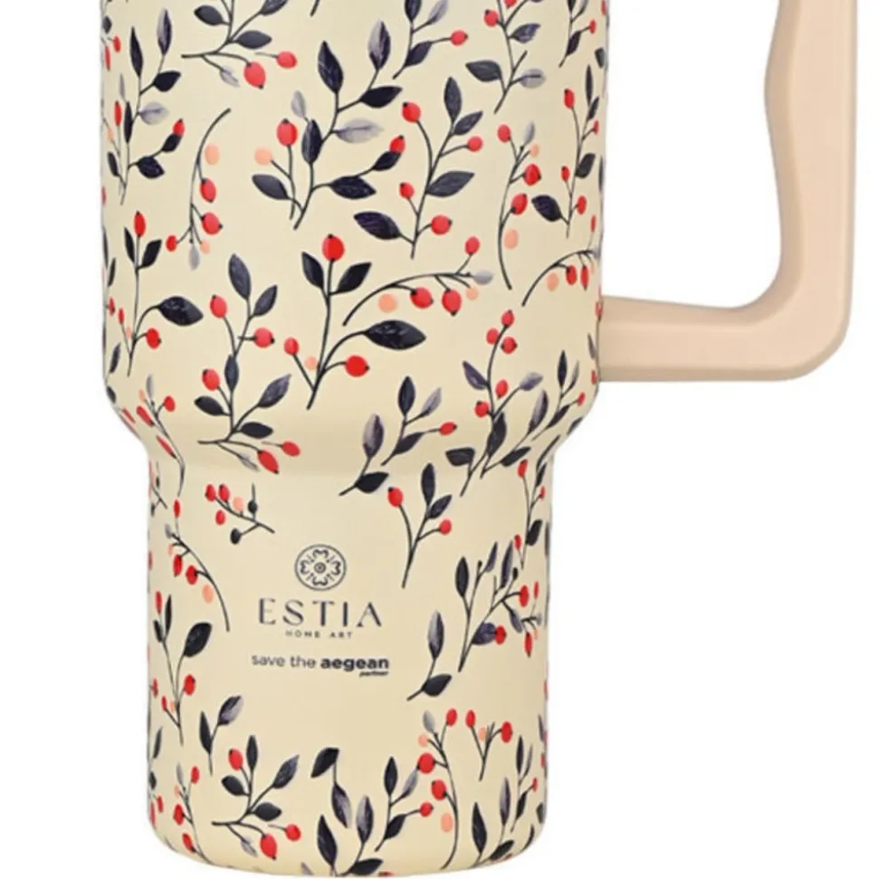 Kubek termiczny ze słomką 900 ml Bloom Beige