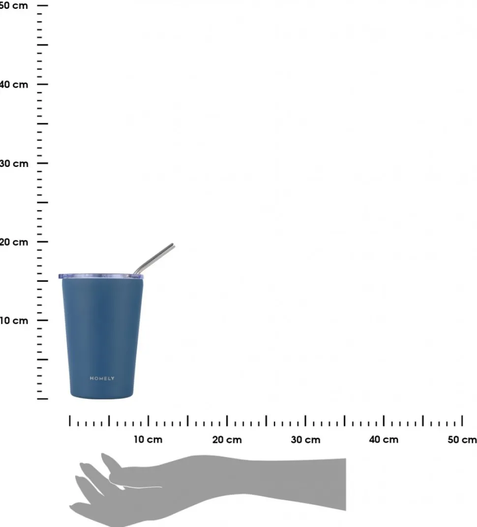 Kubek termiczny ze słomką 400 ml Indigo Blue