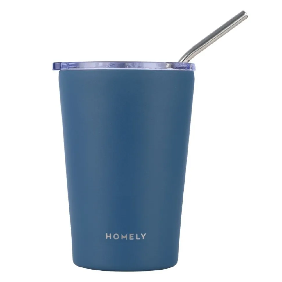 Kubek termiczny ze słomką 400 ml Indigo Blue