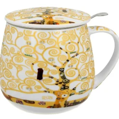 Kubek z zaparzaczem Klimt Ecru Tree Of Life 430 ml