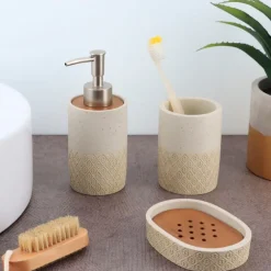 Kubek łazienkowy LAGO grawerowany beżowy * TENDANCE Discount