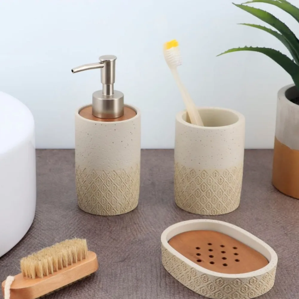 Kubek łazienkowy LAGO grawerowany beżowy * TENDANCE Discount
