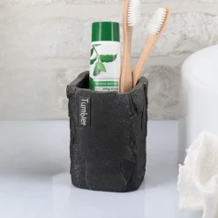 Kubek łazienkowy Paola struktora kamienia czarny * TENDANCE Outlet
