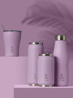 Kubek termiczny ze składaną słomką 500 ml Lavender Purple * Estia Hot