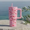 Kubek termiczny ze słomką 900 ml Cherry Rose * Estia Discount