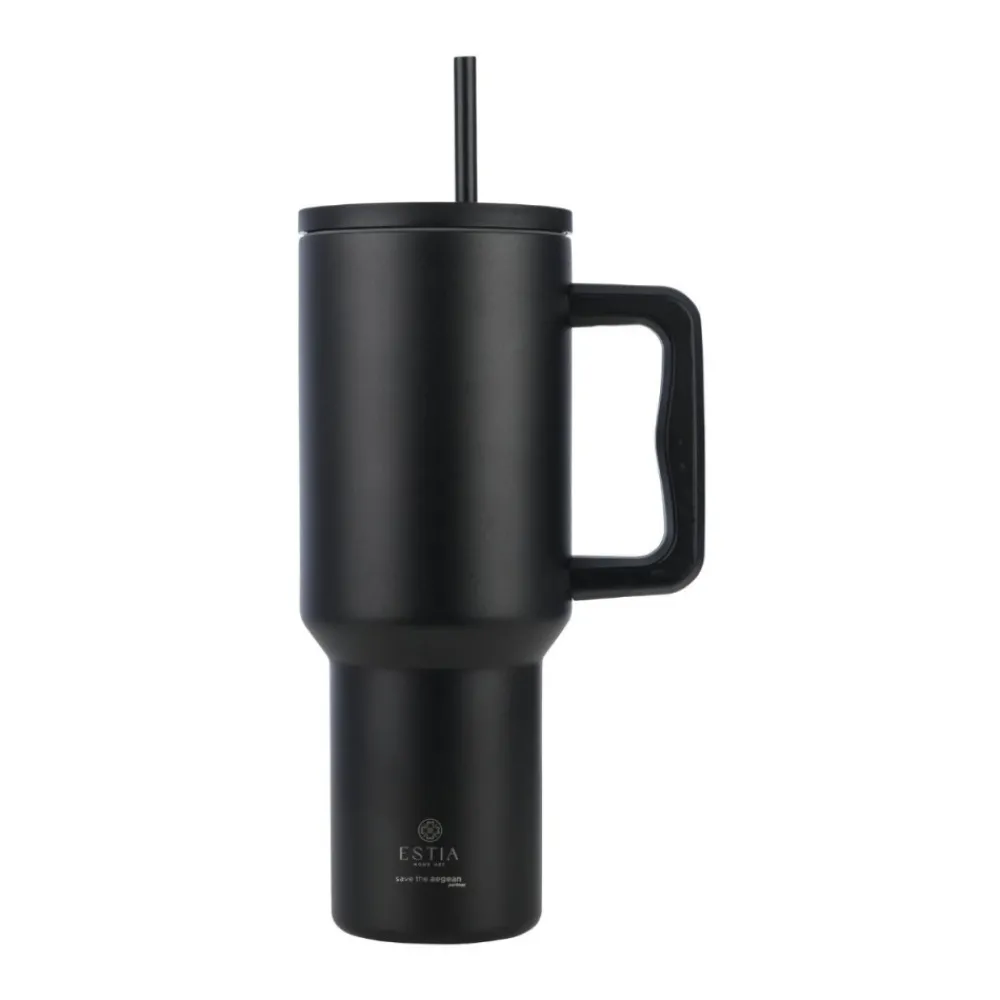 Kubek termiczny ze słomką 1200 ml czarny Midnight Black * Estia Online