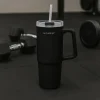 Kubek termiczny ze słomką 900 ml czarny * Estia Discount