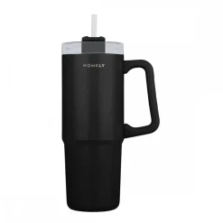 Kubek termiczny ze słomką 900 ml czarny * Estia Discount