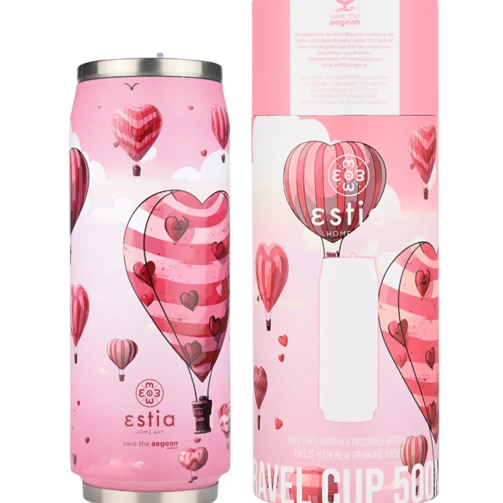 Kubek termiczny ze słomką 500 ml Love Ascend * Estia