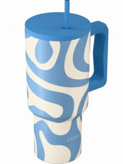 Kubek termiczny ze słomką 900 ml Ocean Waves * Estia Discount