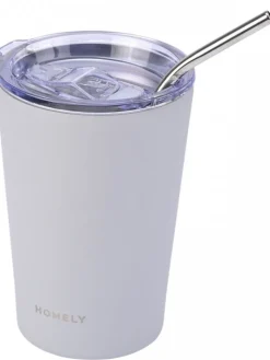 Kubek termiczny ze słomką 400 ml Pebble Gray * Estia Outlet