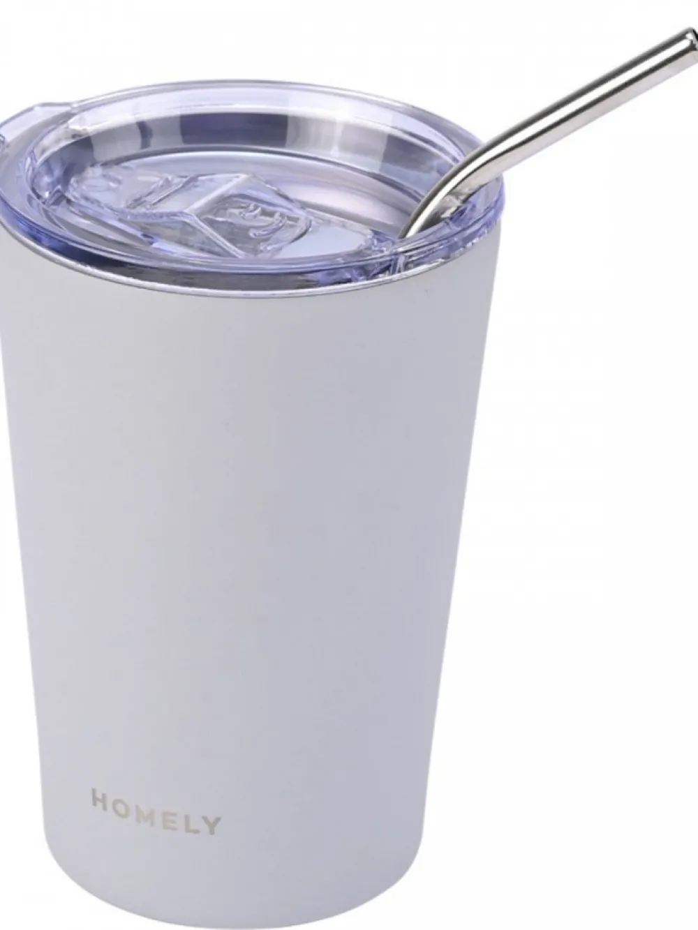Kubek termiczny ze słomką 400 ml Pebble Gray * Estia Outlet