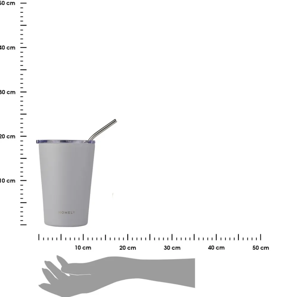 Kubek termiczny ze słomką 400 ml Pebble Gray * Estia Outlet