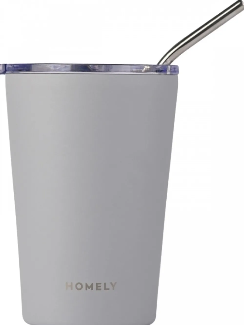 Kubek termiczny ze słomką 400 ml Pebble Gray * Estia Outlet