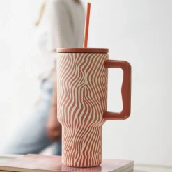 Kubek termiczny ze słomką 900 ml Soft Ripple * Estia New