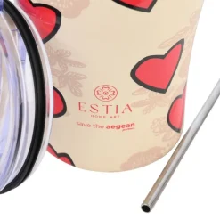 Kubek termiczny ze słomką 350 ml Tender Lace * Estia New