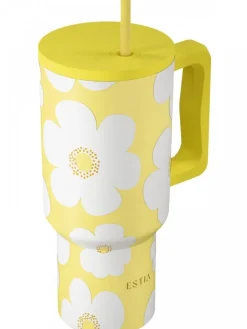Kubek termiczny ze słomką 900 ml Yellow Daisy * Estia Clearance