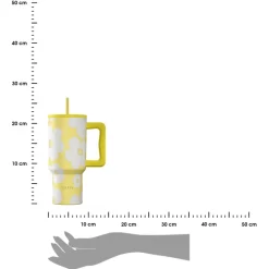 Kubek termiczny ze słomką 900 ml Yellow Daisy * Estia Clearance