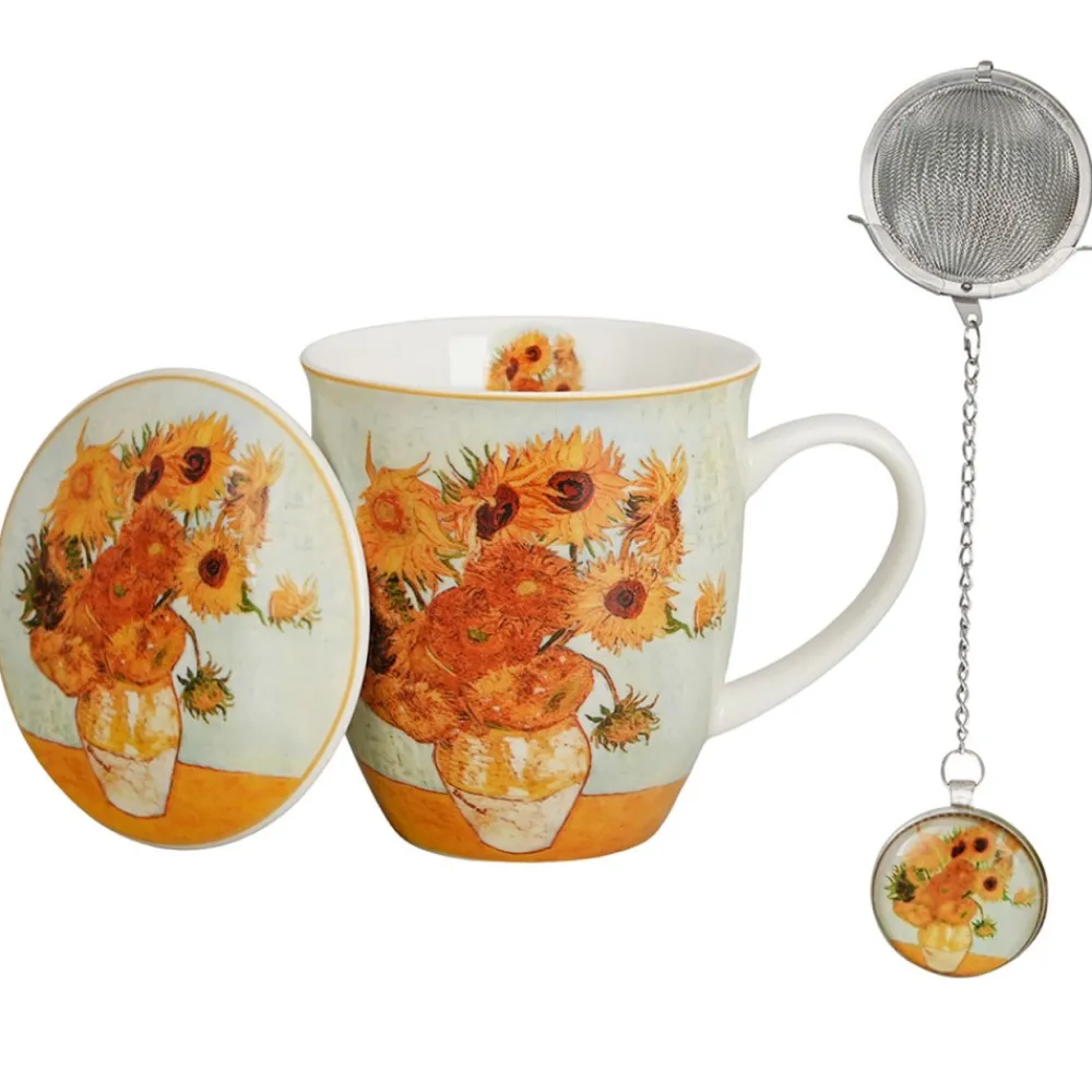 Kubek z zaparzaczem i zawieszka SUNFLOWERS Van Gogh 400 ml * Duo