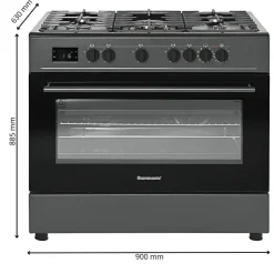 Kuchnia gazowo-elektryczna KWGE-K90A Cheff Modern Black czarna * Ravanson Sale