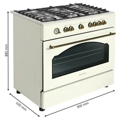 Kuchnia gazowo-elektryczna Retro KWGE-90ARC kremowa * Ravanson Online