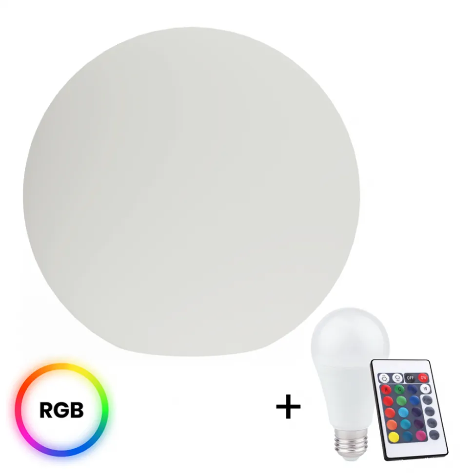 Kula Ogrodowa GLOBO biała 60 cm z żarówką RGB A60 10W i pilotem