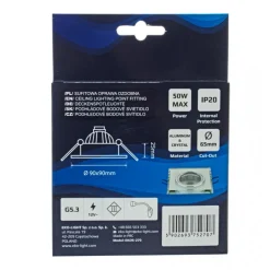 Kwadratowe Oczko Sufitowe Podtynkowe Srebrne Szklane 1xGU10 9cm Bez Oprawki