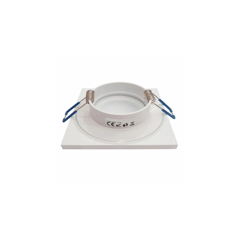 Kwadratowe Oczko Sufitowe Podtynkowe Białe 1xGU10 8,5cm IP44 Bez Oprawki * Eko-light Clearance