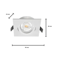 Kwadratowe Oczko Sufitowe Podtynkowe Regulowane Biały1xGU10 8,3cm IP20 Bez Oprawki * Eko-light Clearance
