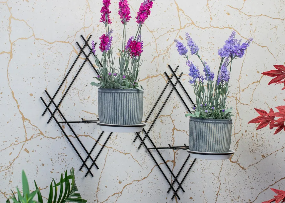 Kwietnik ścienny metalowy podwójny LOFT 41 cm