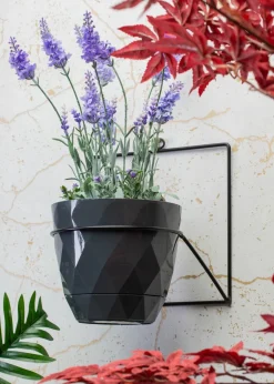 Kwietnik ścienny metalowy LOFT czarny 22 cm