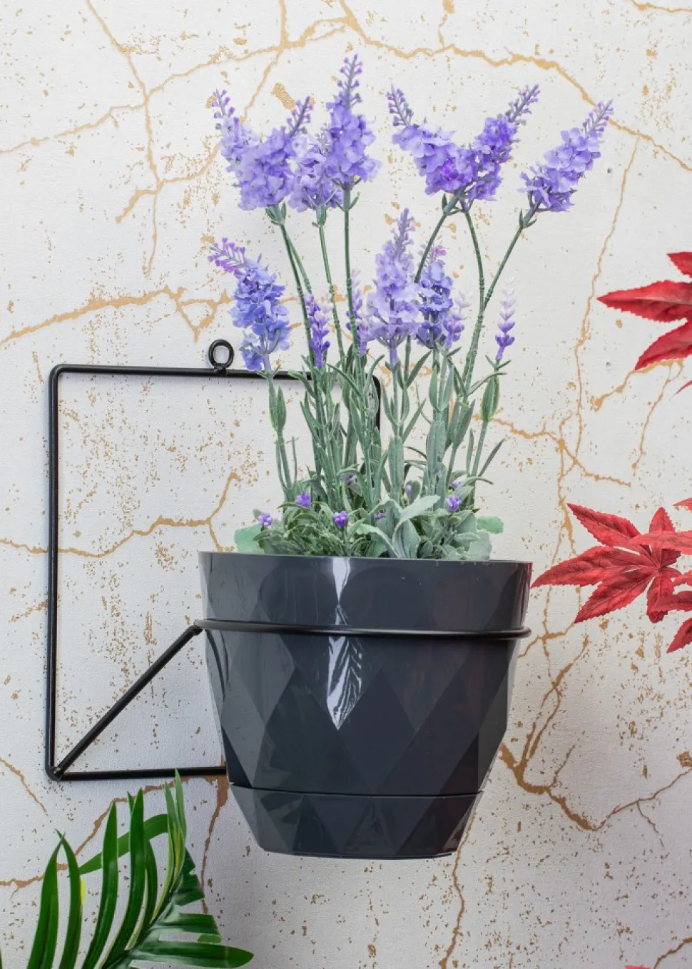 Kwietnik ścienny metalowy LOFT czarny 22 cm