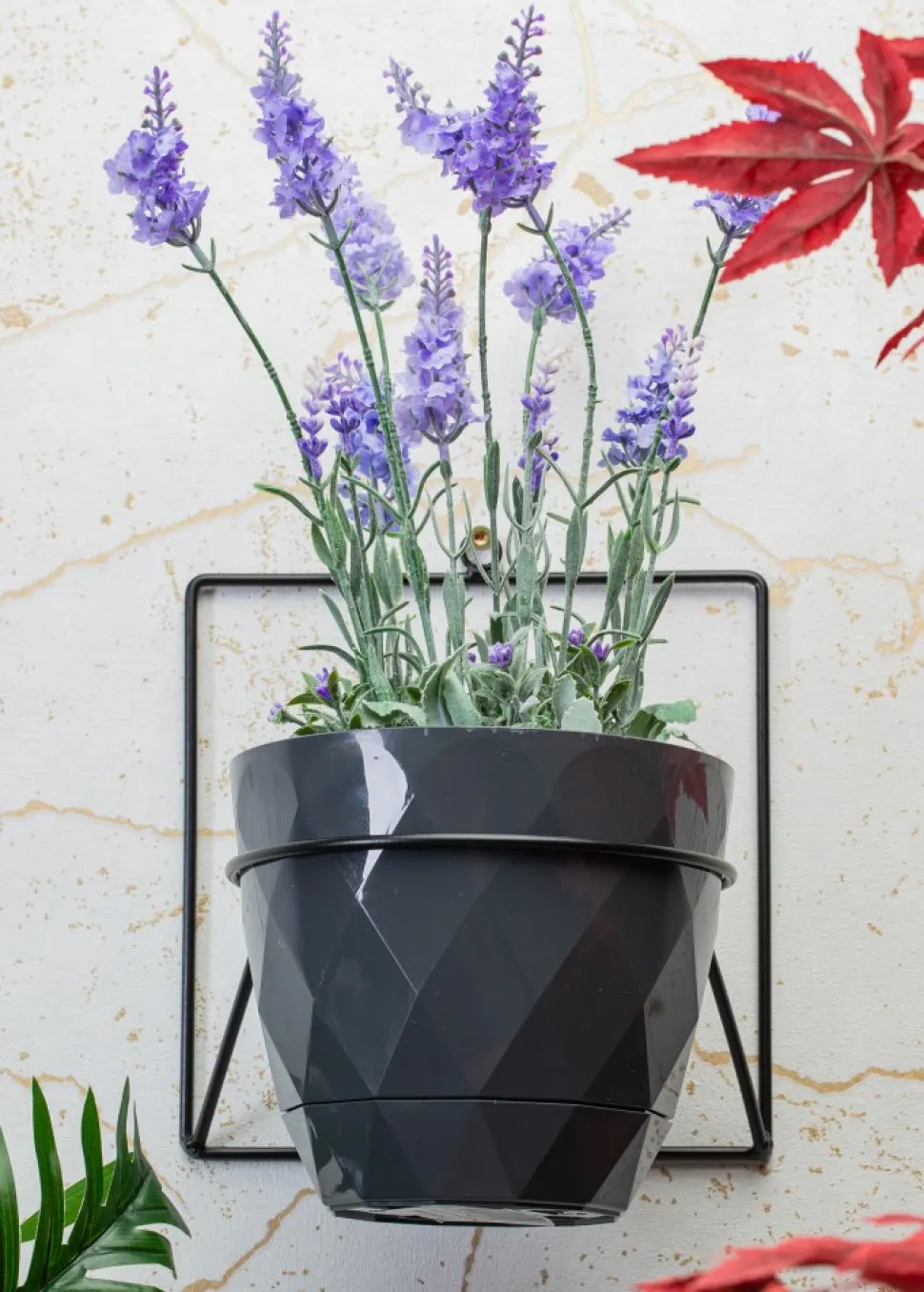 Kwietnik ścienny metalowy LOFT czarny 22 cm