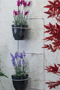 Kwietnik ścienny wiszący potrójny biały 71 cm