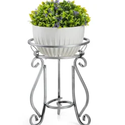 Kwietnik metalowy 37 cm srebrny
