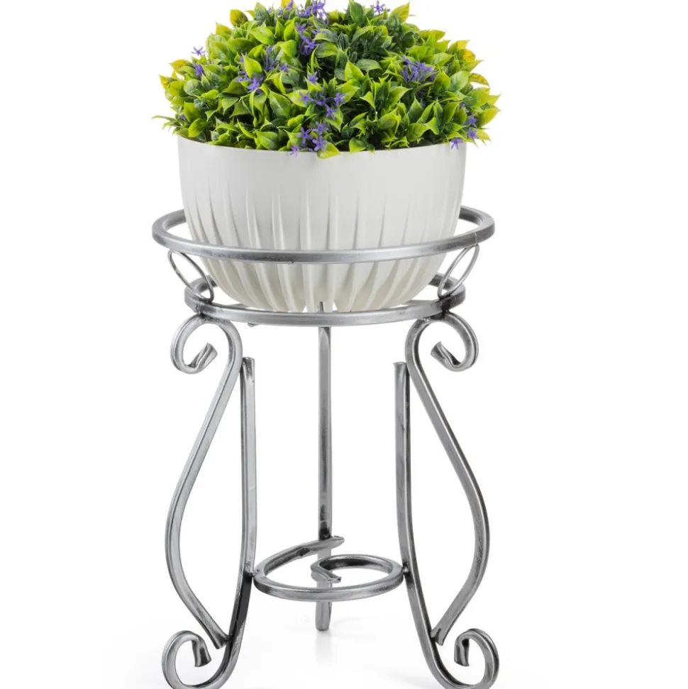 Kwietnik metalowy 37 cm srebrny