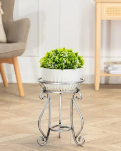Kwietnik metalowy 37 cm srebrny