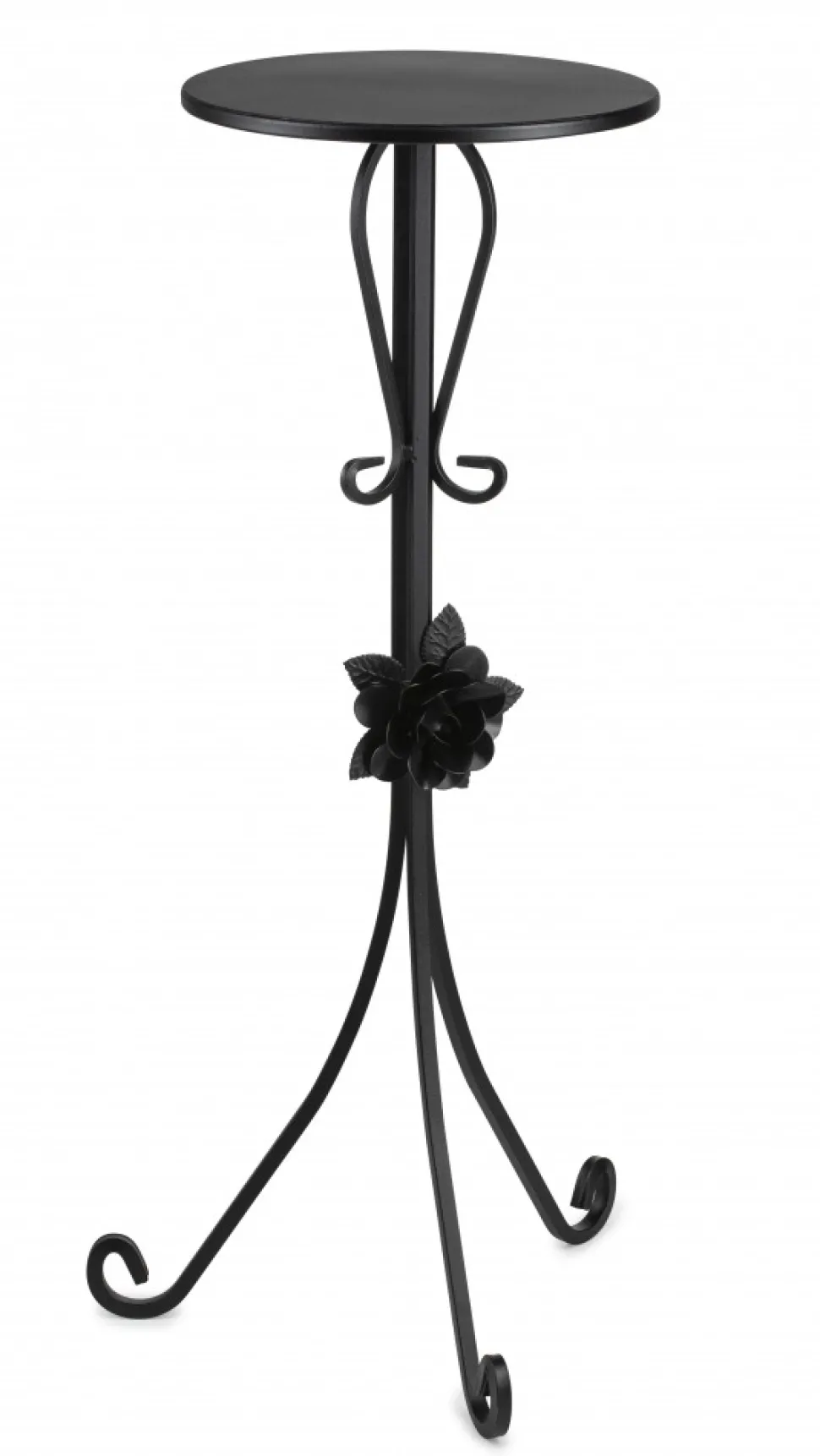 Kwietnik metalowy czarny z różą 75 cm