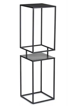 Kwietnik metalowy czarny 2 poziomy 87 cm industrialny
