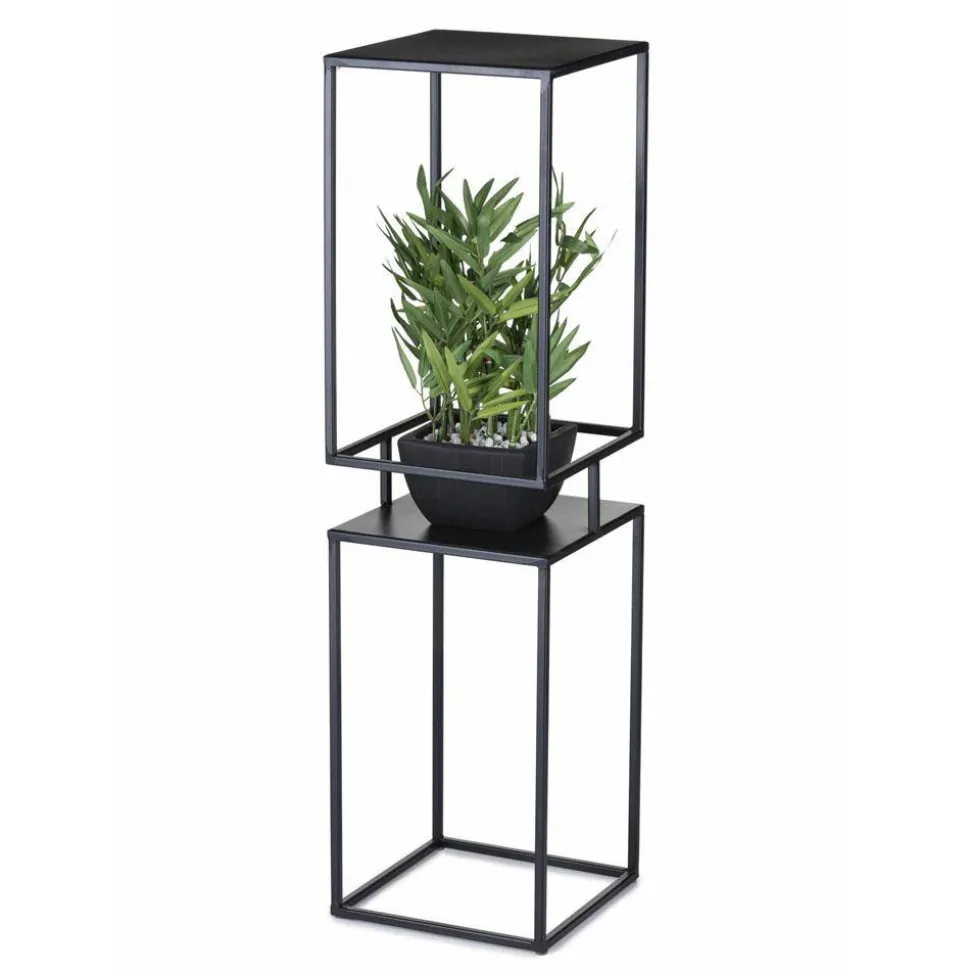 Kwietnik metalowy czarny 2 poziomy 87 cm industrialny
