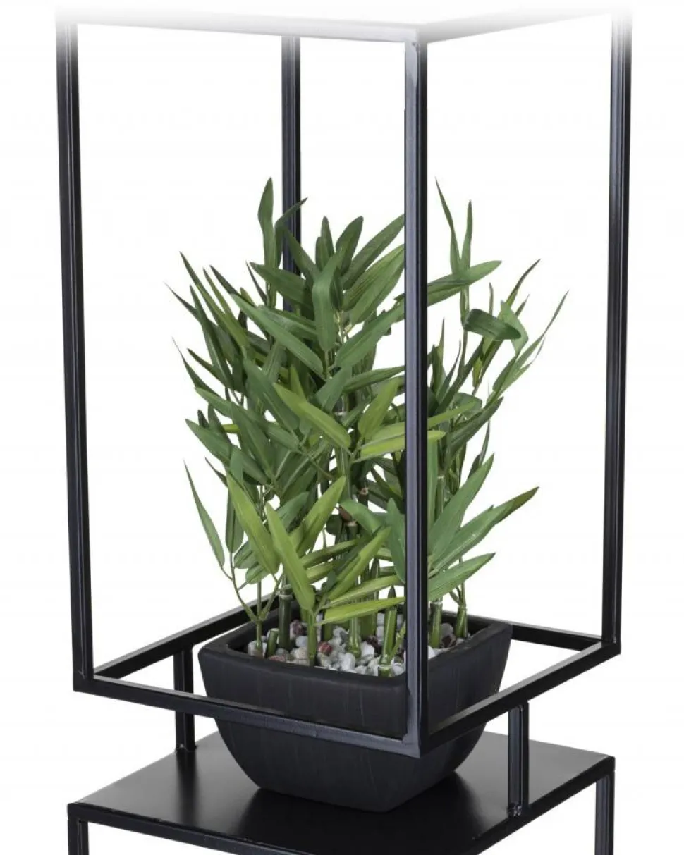 Kwietnik metalowy czarny 2 poziomy 87 cm industrialny