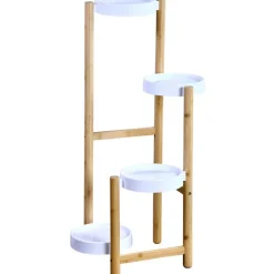 Kwietnik na cztery donice beżowo - biały 78 cm