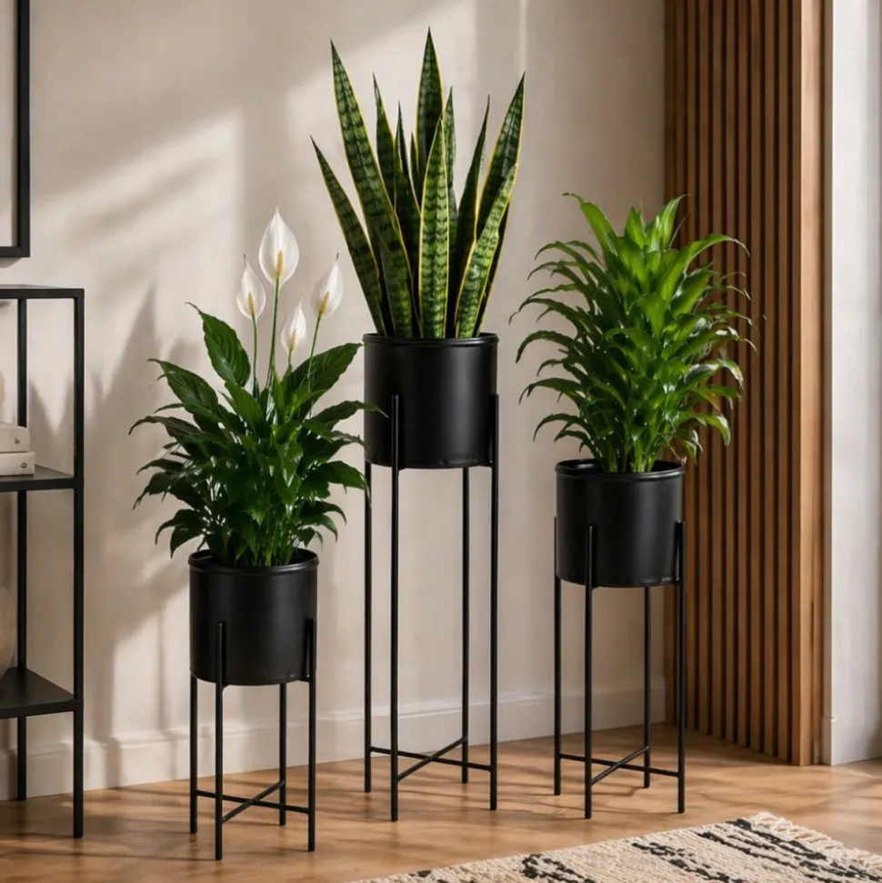 Kwietnik na kwiaty osłonka 55 cm czarny LOFT