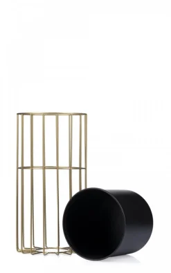 Kwietnik nowoczesny 42 cm złoto czarnym LOFT