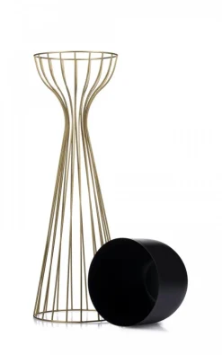 Kwietnik nowoczesny 68 cm złoto czarny GLAMOUR