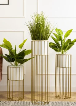 Kwietnik nowoczesny 70 cm złoto biały LOFT